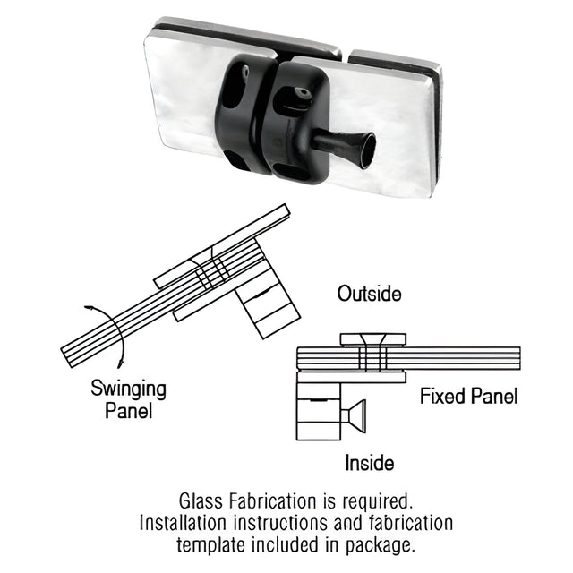 CRL 316 Brushed Stainless 180 Degree Glass-to-Glass Gate Latch