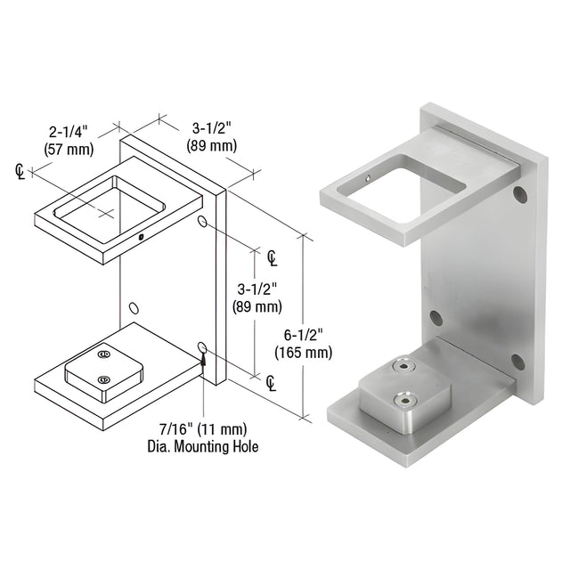 CRL 316 Brushed Stainless 2" Square Standard Fascia Mount Bracket