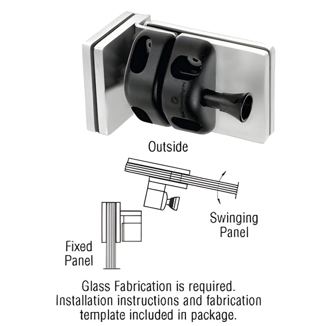 CRL 316 Brushed Stainless 90 Degree Glass-to-Glass Gate Latch