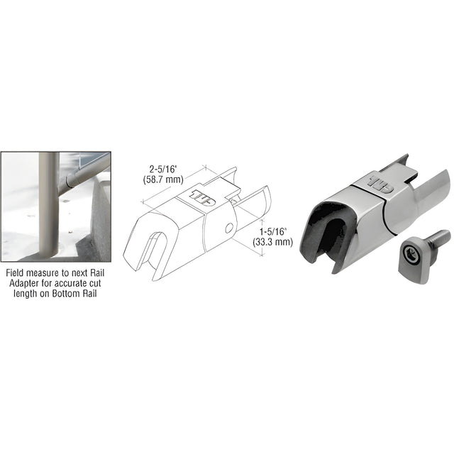 CRL 316 Brushed Stainless CRS Adjustable Lower Adaptor for Sloped Bottom Rail Use on Stairs