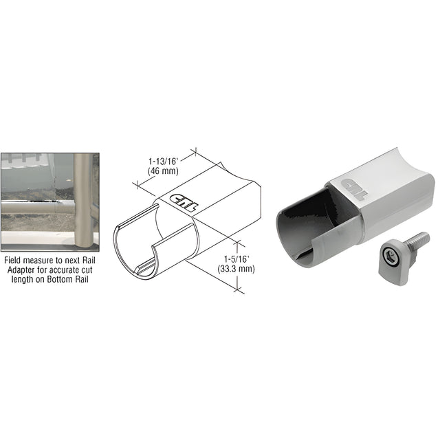 CRL 316 Brushed Stainless CRS Rail Adaptor for Level Bottom Rails