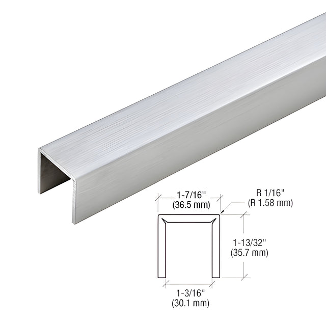 CRL 316 Brushed Stainless Crisp Corner U-Channel Cap for 21.52 mm Glass- 3 m Long