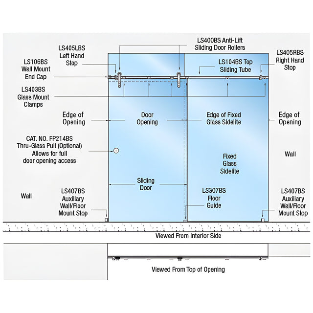 CRL 316 Brushed Stainless Laguna Series Glass Mount Single Slider Kit