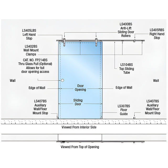 CRL 316 Brushed Stainless Laguna Series Wall Mount Single Slider Kit