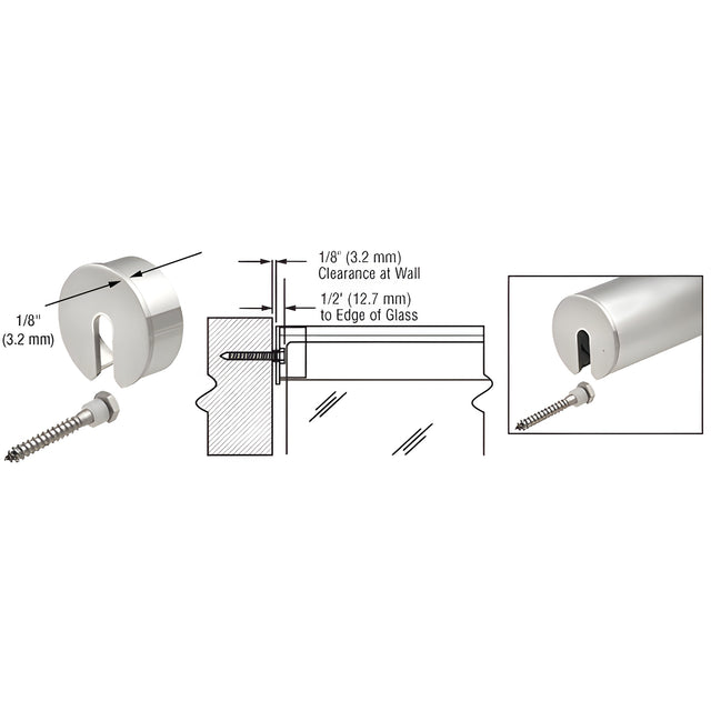 CRL 316 Brushed Stainless Stabilizing End Cap for 50.8 mm Cap Railing