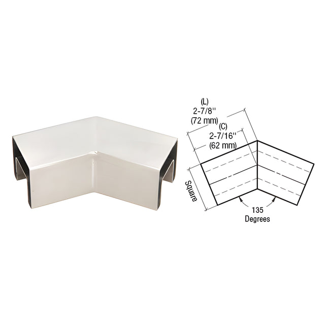 CRL 316 Brushed Stainless Steel 135 Degree Horizontal Roll Formed Cap Rail Corner