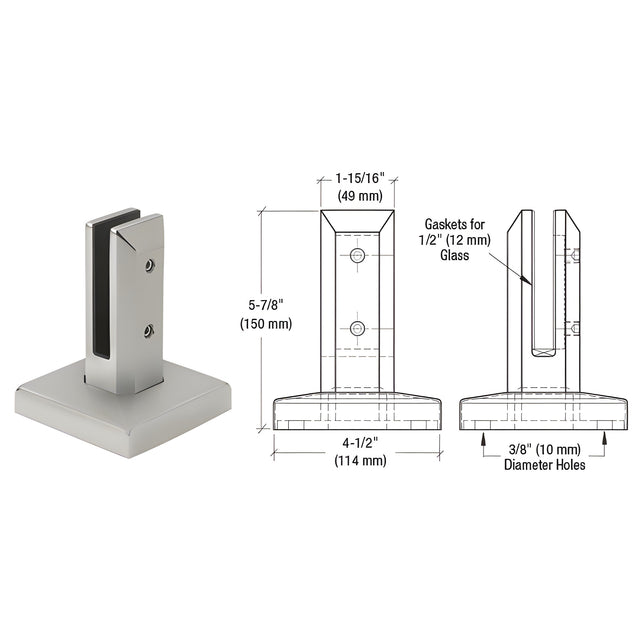 CRL 316 Brushed Stainless Steel Finish Surface Mount Friction Fit Square Spigot