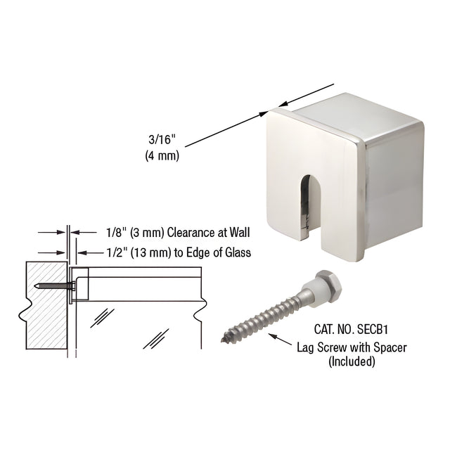 CRL 316 Brushed Stainless Steel Stabilizing End Cap for 1-1/2" SRF15 Series Roll Form Cap Railing