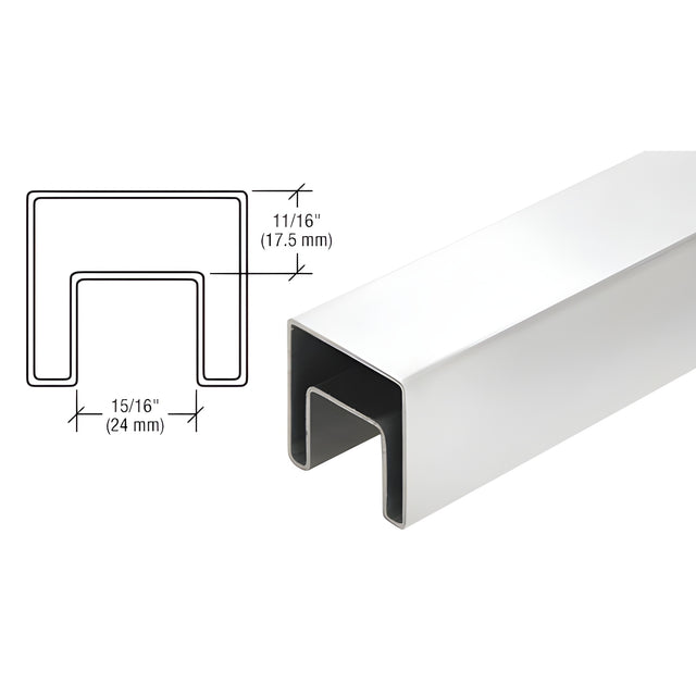 CRL 316 Polished Stainless 1-1/2" Square Roll Formed Cap Rail - 19'-8"
