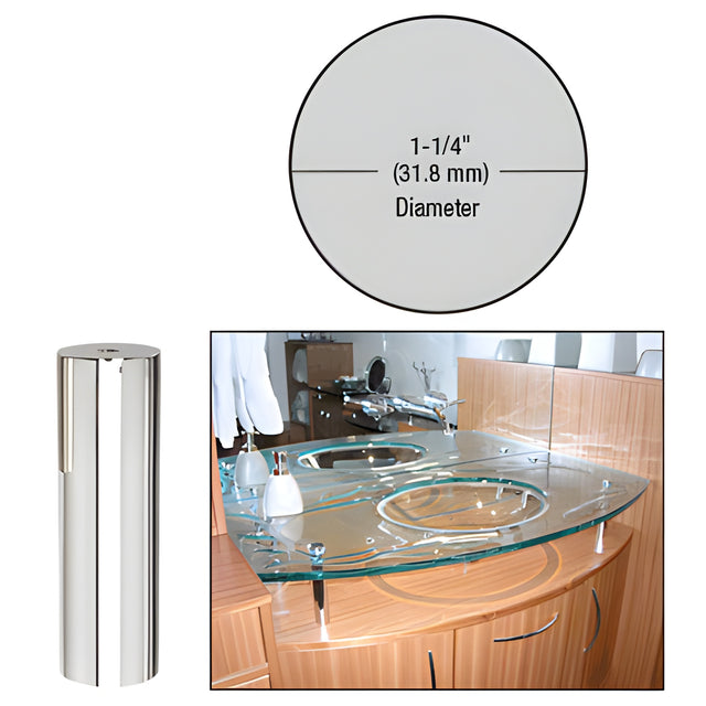 CRL 316 Polished Stainless 1-1/4" Diameter by 4" Standoff Base