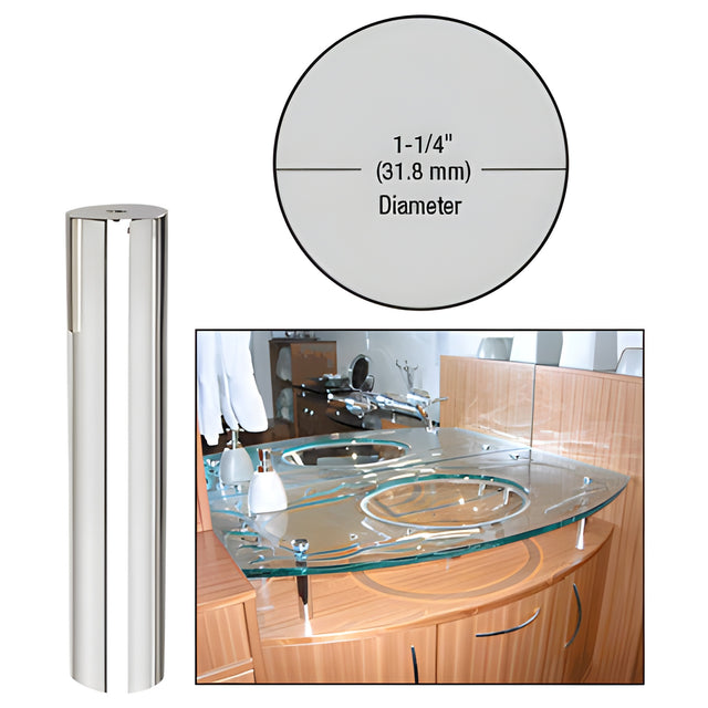 CRL 316 Polished Stainless 1-1/4" Diameter by 6" Standoff Base