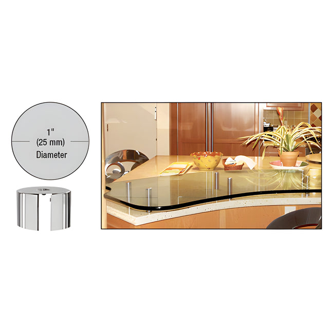 CRL 316 Polished Stainless 1" Diameter by 3/4" Standoff Base
