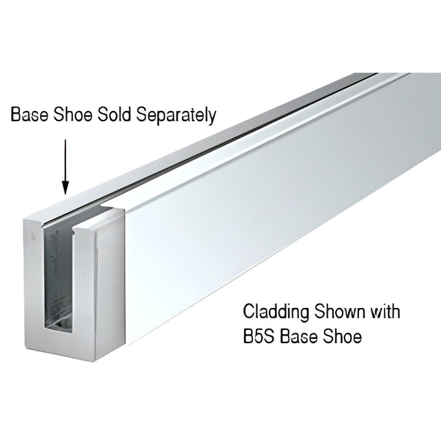 CRL 316 Polished Stainless 120" Straight Cladding for B5S Series Standard Square Aluminum Base Shoe