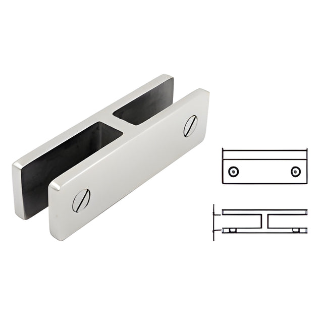 CRL 316 Polished Stainless 180 Degree Glass Bracing Clamp 21.52mm Glass