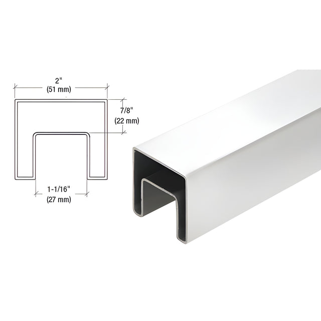 CRL 316 Polished Stainless 2" Square Roll Formed Cap Rail - 19'-8"