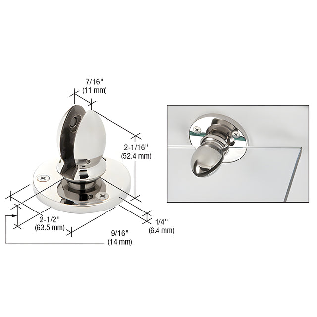 CRL 316 Polished Stainless 3/8" Vertical Panel Clamp