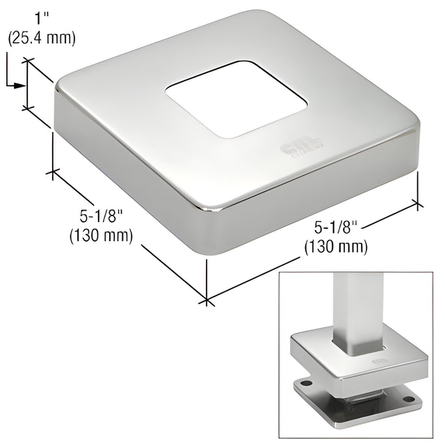 CRL 316 Polished Stainless Base Flange Cover for P1 P-Series Posts