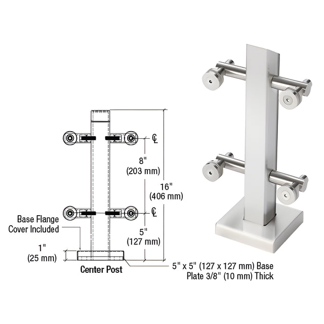 CRL 316 Polished Stainless Point Supported Center Post