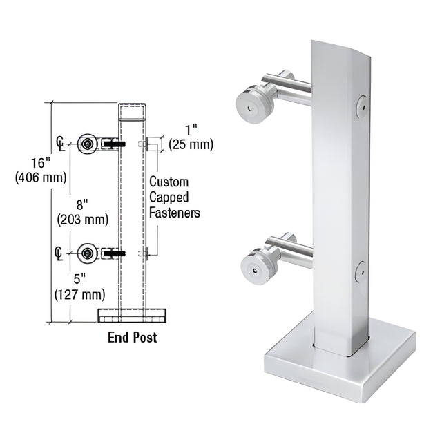 CRL 316 Polished Stainless Point Supported End Post