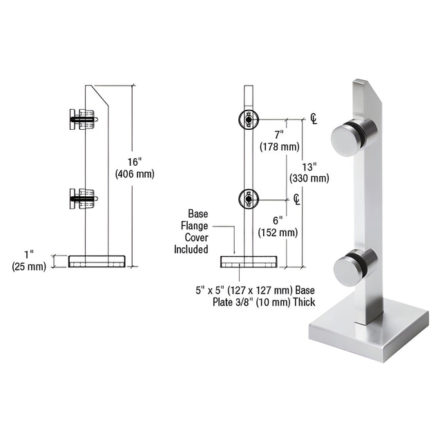 CRL 316 Polished Stainless Point Supported Mini Post