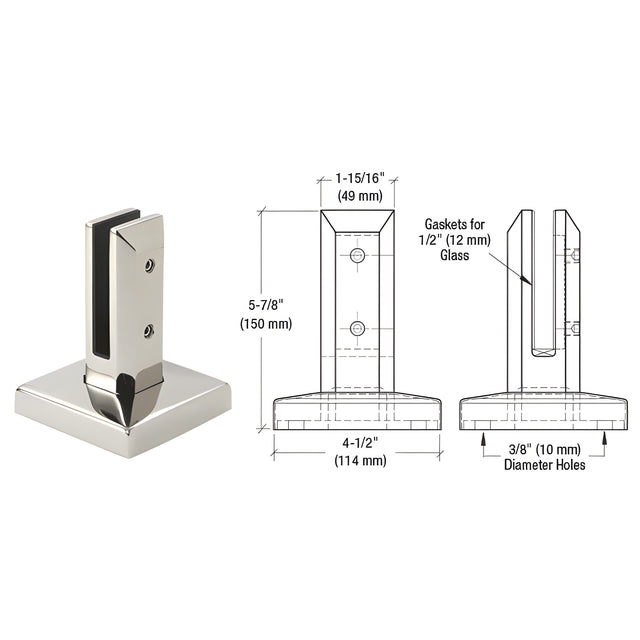 CRL 316 Polished Stainless Steel Finish Surface Mount Friction Fit Square Spigot