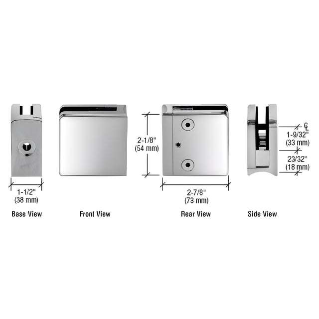 CRL 316 Polished Stainless Z-Series Radius Surface Mount Square Type Glass Clamps for 3/4" (19 mm) Glass