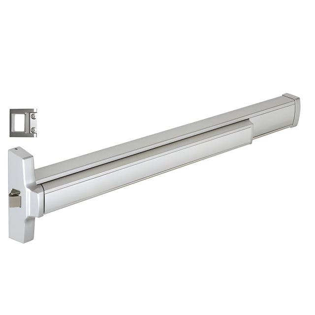 CRL 36" Jackson® Model 2095 Grade 1 Rim Latch Panic Exit Device Left Hand Reverse Bevel "S" Strike Fits 32" to 36" Wide Door Satin Aluminum Finish