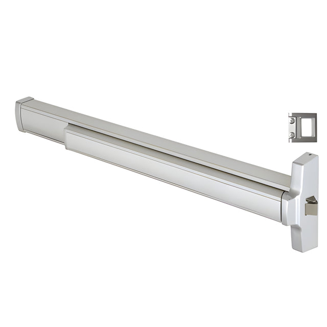 CRL 36" Jackson® Model 2095 Grade 1 Rim Latch Panic Exit Device Right Hand Reverse Bevel 'S' Strike Fits 32" to 36" Wide Door Satin Aluminum Finish