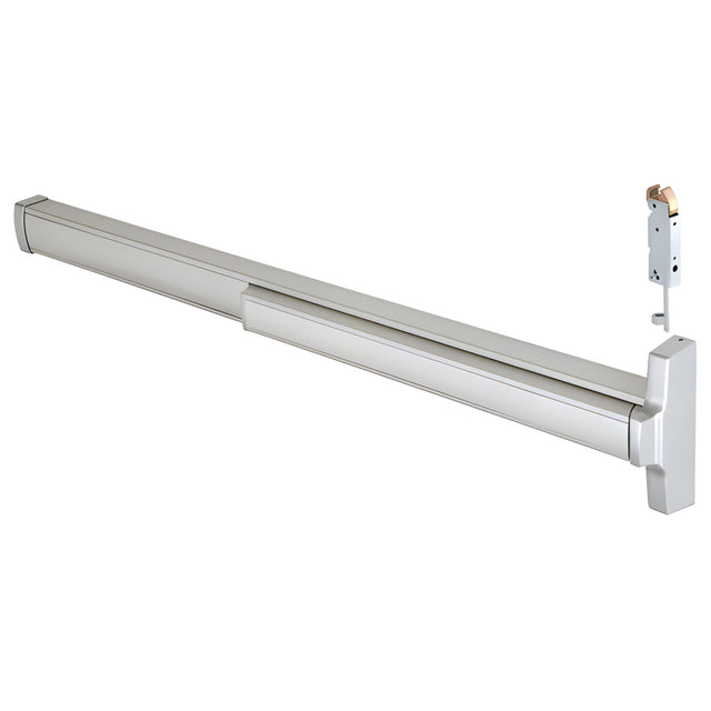 CRL 48" Jackson® Aluminum Finish Model 2085 Concealed Vertical Rod Panic Exit Device Dual Point Latching with Top Latch and Bottom Hex Bolt Right Hand Reverse Bevel