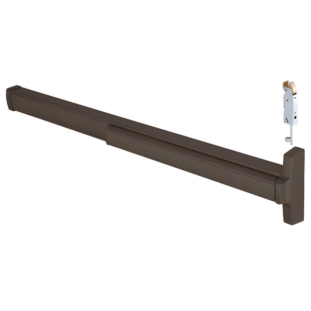 CRL 48" Jackson® Dark Bronze Model 2085 Concealed Vertical Rod Panic Exit Device Dual Point Latching with Top Latch and Bottom Hex Bolt Right Hand Reverse Bevel
