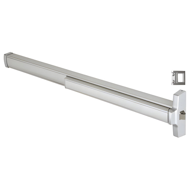 CRL 48" Jackson® Model 2095 Grade 1 Rim Latch Panic Exit Device Right Hand Reverse Bevel 'S' Strike Fits 32" to 48" Wide Door Satin Aluminum Finish