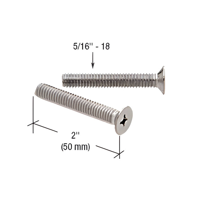 CRL 5/16"-18 x 2" Through-Bolts for 3/8" to 3/4" Thick Glass Door Pull Mounting