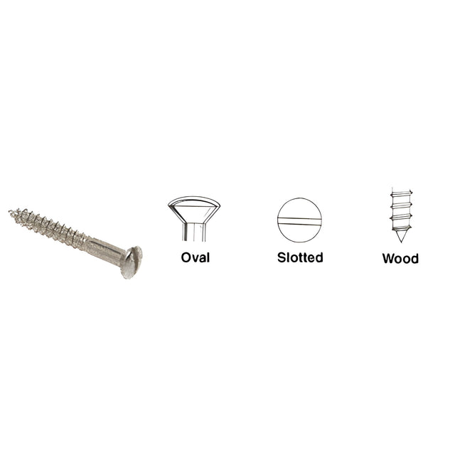CRL 6 x 1-1/2" Oval Head Nickel Plated Wood Screws
