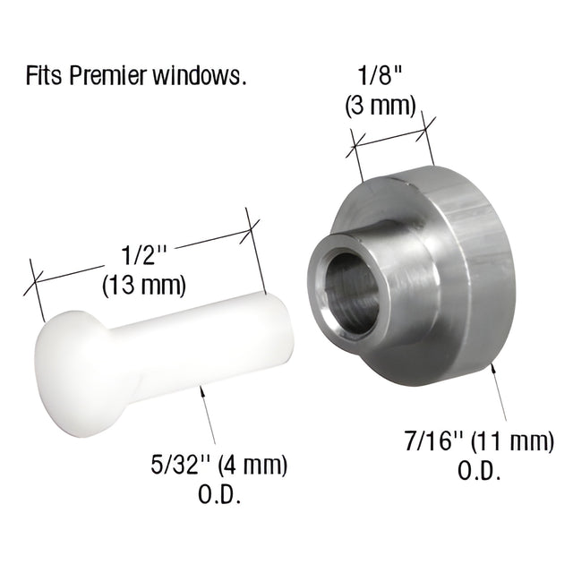 CRL 7/16" Steel Sliding Window Flat Roller with Nylon Axle Pin for Premiere Windows