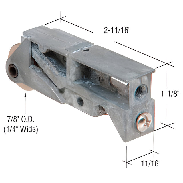 CRL 7/8" Steel Sliding Glass Door Roller with 11/16" Wide Housing