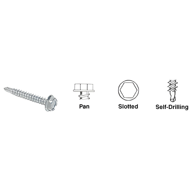 CRL 8-18 x 1/2" Hex Washer Head Self-Drilling Screws