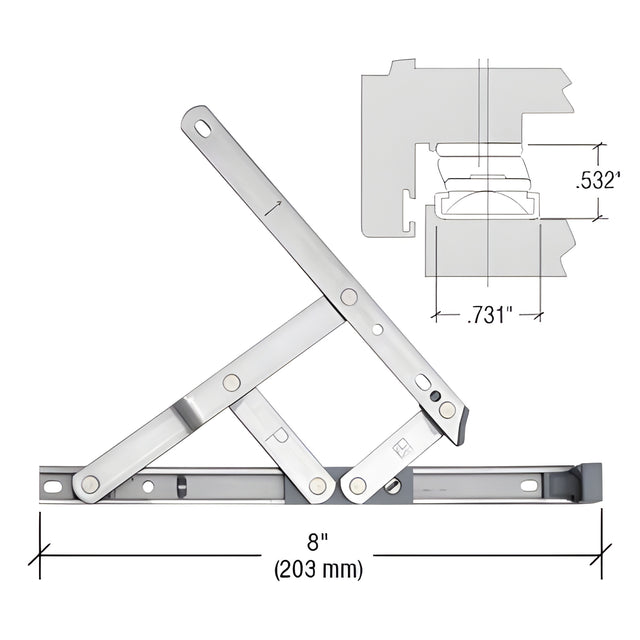 CRL 8" 4-Bar Secure Style Casement Hinge