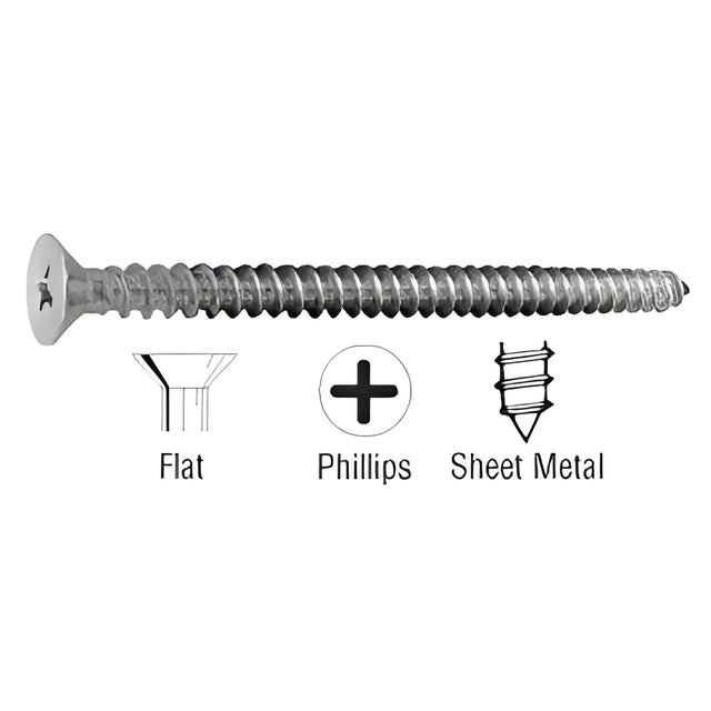 CRL 8 x 1-1/2" Stainless Steel Flat Head Phillips Sheet Metal Screws