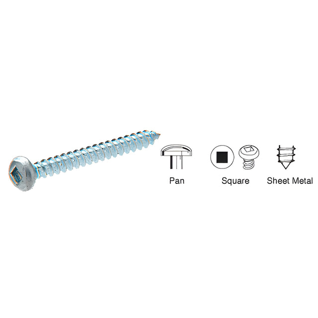 CRL 8 x 1" Square Drive (Robertson) Pan Head Sheet Metal Screws