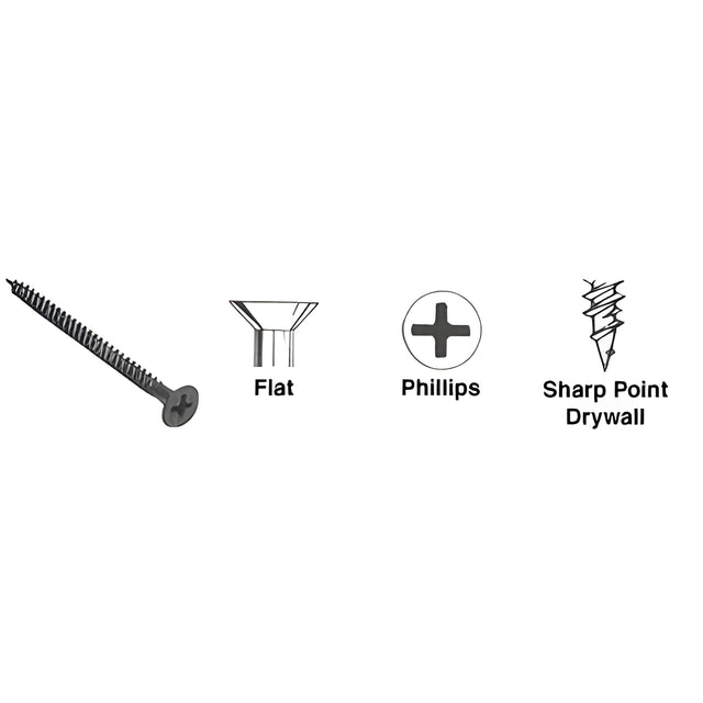 CRL 8 x 2-1/2" Flat Head Phillips Sharp Point Drywall Screws