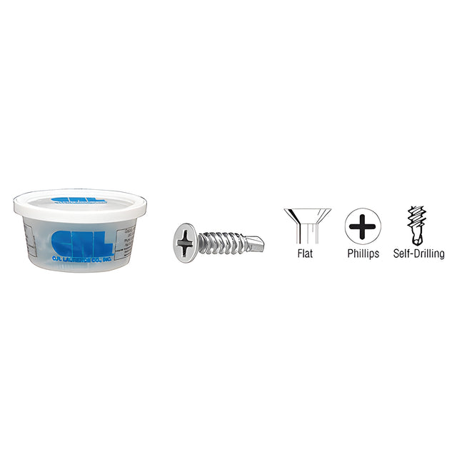 CRL 8 x 3/4" Flat Head Phillips Self-Drilling Stainless Steel Screws
