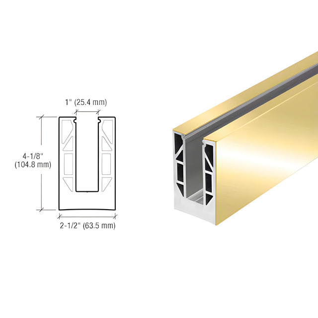 CRL 8B Series Custom Size Base Shoe with Polished Brass Cladding - Holes Drilled for Base Mounting