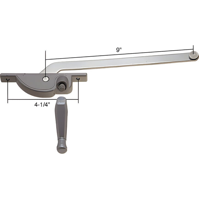 CRL 9" Left Hand Aluminum Casement Window Operator 4-1/4" Screw Hole for Fenestra