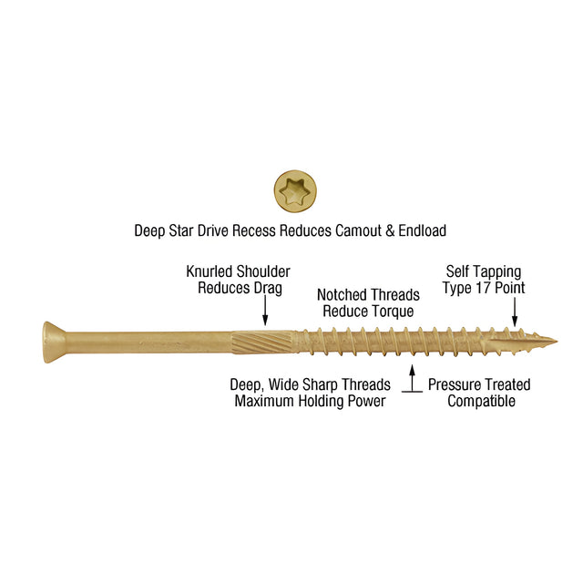 CRL #9 x 3" T20 Bronze Star - Trim Head Star Drive Screws