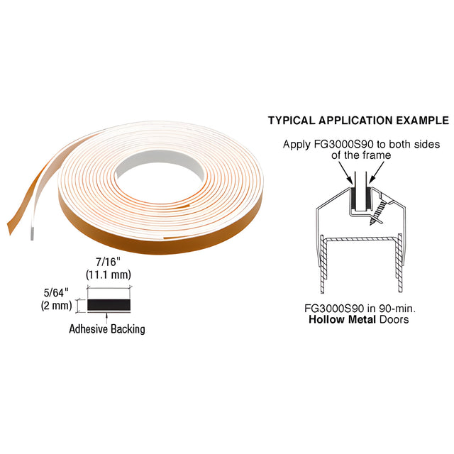 CRL 90 Minute Rated Fire Glazing Tape - 5/64" x 7/16"