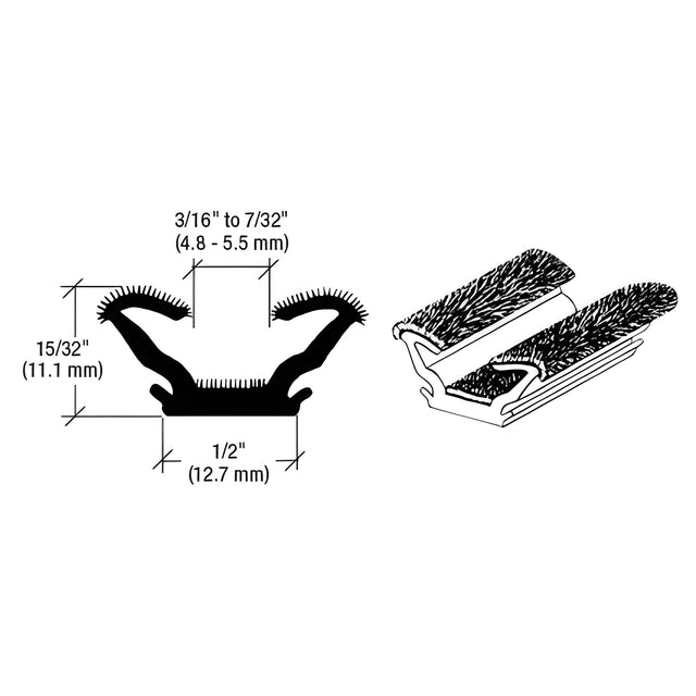CRL 96" Flexible Flocked Rubber Glass Run Channel