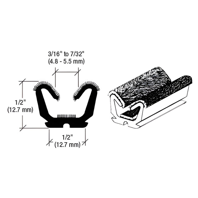 CRL 96" Flexible Flocked Rubber Glass Run Channel for 1960-1961 Valiant and Lancer
