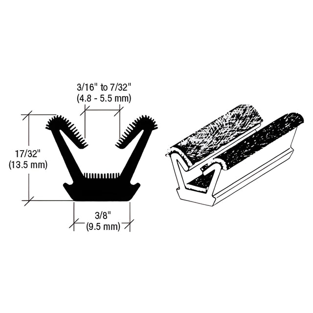 CRL 96" Flexible Flocked Rubber Glass Run Channel for 1963-1966 Valiant and Dart