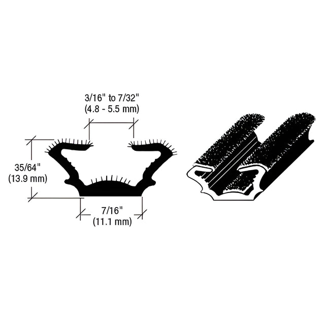 CRL 96" Flexible Flocked Rubber Glass Run Channel for 1965-1968 Ford and Mercury