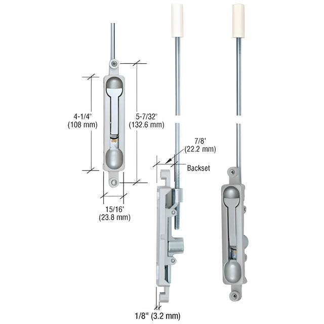CRL Aluminum 1/8" Offset Flush Bolt